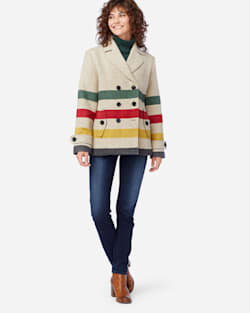 ALTERNATE VIEW OF WOMEN'S GLACIER PARK WOOL PEA COAT IN ANTIQUE WHITE GLACIER P image number 4