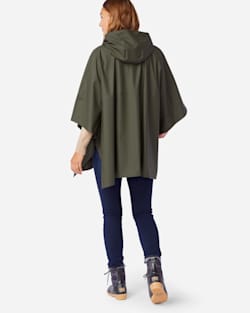 ALTERNATE VIEW OF WOMEN'S ZIP FRONT RAIN PONCHO IN OLIVE image number 4