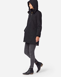 ALTERNATE VIEW OF WOMEN'S TECHRAIN HOODED LONG COAT IN BLACK image number 2