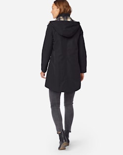 ALTERNATE VIEW OF WOMEN'S TECHRAIN HOODED LONG COAT IN BLACK image number 3