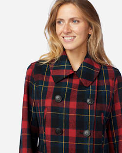 WOMEN S PLAID WOOL PEA COAT