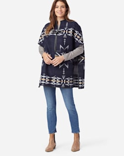 WOMEN'S LEATHER TRIM JACQUARD CAPE image number 1