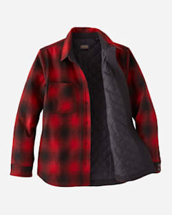 ALTERNATE VIEW OF WOMEN'S QUILTED WOOL SHIRT JACKET IN RED/BLACK OMBRE image number 2
