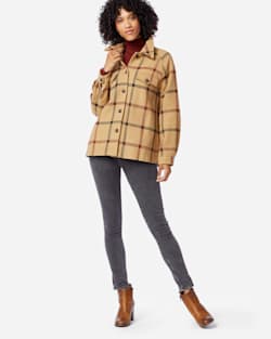 ALTERNATE VIEW OF WOMEN'S DAPHNE WOOL JACKET IN TAN WINDOWPANE PLAID image number 3