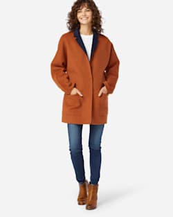 ALTERNATE VIEW OF WOMEN'S DOUBLE FACE LONG JACKET IN GINGERBREAD/NAVY image number 4