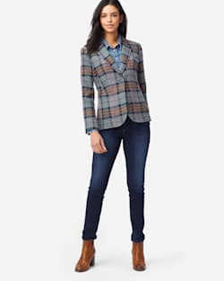 ALTERNATE VIEW OF WOMEN'S BRYNN OREGON TWEED WOOL BLAZER IN GREY MIX PLAID image number 2