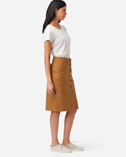 ALTERNATE VIEW OF BUTTON FRONT PENCIL SKIRT IN PEANUT image number 2