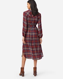ALTERNATE VIEW OF BUTTON-FRONT PLAID DRESS IN RUST PLAID image number 3