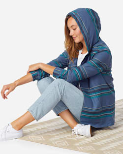 ALTERNATE VIEW OF WOMEN'S BOYFRIEND WOOL ZIP HOODIE IN BLUE MULTI STRIPE image number 5