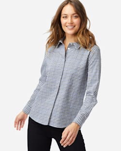 ALTERNATE VIEW OF WOMEN'S STRETCH MERINO COOPER SHIRT IN WHITE/BLUE CHECK image number 4