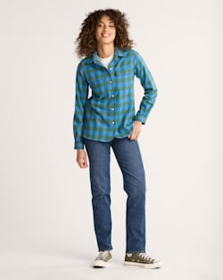 ALTERNATE VIEW OF WOMEN'S PLAID BOARD SHIRT IN BLUE/GREEN CHECK image number 4
