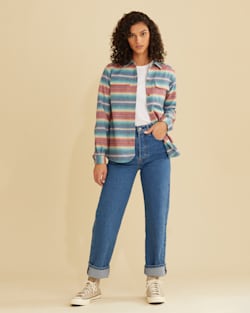 WOMEN'S BOARD SHIRT IN TURQUOISE MULTI STRIPE image number 1