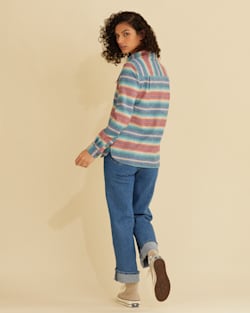 ALTERNATE VIEW OF WOMEN'S BOARD SHIRT IN TURQUOISE MULTI STRIPE image number 2