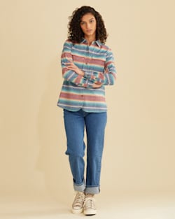 ALTERNATE VIEW OF WOMEN'S BOARD SHIRT IN TURQUOISE MULTI STRIPE image number 5