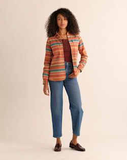 WOMEN'S BOARD SHIRT IN RED SERAPE MULTI STRIPE image number 1