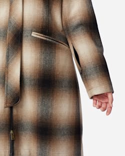ALTERNATE VIEW OF WOMEN'S STANFORD INSULATED WALKER COAT IN IVORY/BLACK/MOCHA PLAID image number 6
