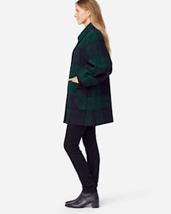 ALTERNATE VIEW OF WOMEN'S SHORT HILLS BLACK WATCH COAT IN BLACK WATCH TARTAN image number 2
