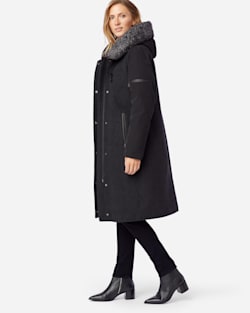 ALTERNATE VIEW OF WOMEN'S ALBANY SHEARLING-HOODED COAT IN CHARCOAL/BLACK image number 2