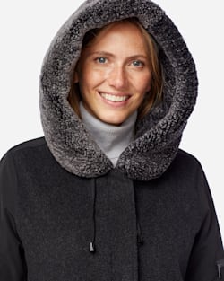 ALTERNATE VIEW OF WOMEN'S ALBANY SHEARLING-HOODED COAT IN CHARCOAL/BLACK image number 5