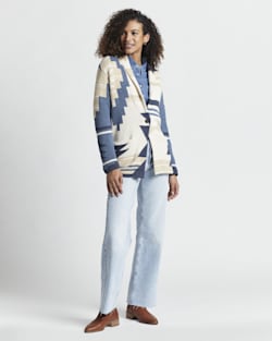 ALTERNATE VIEW OF WOMEN'S GRAPHIC CARDIGAN IN SANDSHELL/NAVY MULTI image number 5