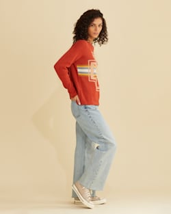 ALTERNATE VIEW OF WOMEN'S HARDING COTTON SWEATER IN RED OCHRE MULTI image number 4