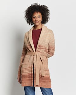 ALTERNATE VIEW OF WOMEN'S MONTEREY BELTED CARDIGAN IN RUST MULTI image number 6