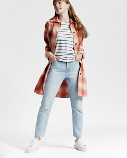 WOMEN'S WOOL OVERSHIRT IN CORAL OMBRE PLAID image number 1