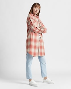 ALTERNATE VIEW OF WOMEN'S WOOL OVERSHIRT IN CORAL OMBRE PLAID image number 7