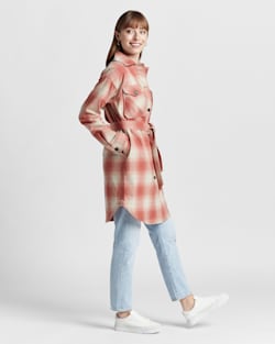 ALTERNATE VIEW OF WOMEN'S WOOL OVERSHIRT IN CORAL OMBRE PLAID image number 8