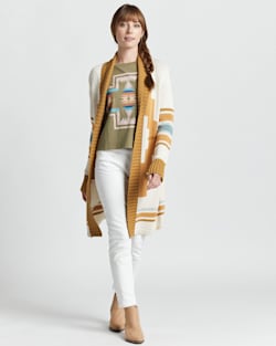 WOMEN'S GRAPHIC OPEN FRONT CARDIGAN IN IVORY MULTI image number 1