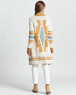 WOMEN'S GRAPHIC OPEN FRONT CARDIGAN IN IVORY MULTI image number 3