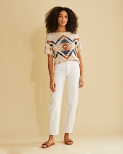 WOMEN'S SHORT-SLEEVE GRAPHIC PULLOVER IN LINEN MULTI image number 1