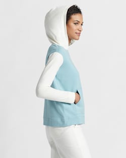 ALTERNATE VIEW OF WOMEN'S DESCHUTES COLORBLOCK HOODIE IN DUSTY AQUA/ANTIQUE WHITE image number 2