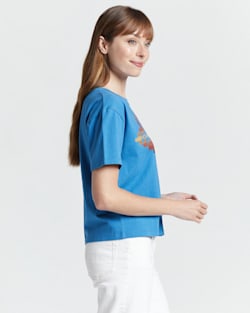 WOMEN'S CROPPED DESCHUTES DIAMOND TEE IN VALLARTA BLUE image number 2