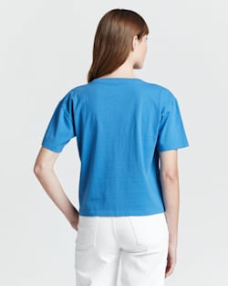 WOMEN'S CROPPED DESCHUTES DIAMOND TEE IN VALLARTA BLUE image number 3