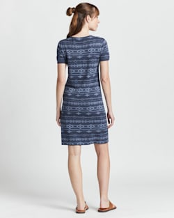 SHORT-SLEEVE COTTON SWEATER DRESS IN NAVY TONAL MULTI image number 3