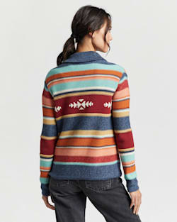 WOMEN'S STRIPE SHAWL-COLLAR CARDIGAN IN NAVY MULTI image number 3
