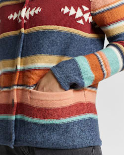 WOMEN'S STRIPE SHAWL-COLLAR CARDIGAN IN NAVY MULTI image number 4