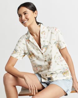 ALTERNATE VIEW OF WOMEN'S SHORT-SLEEVE COTTON CAMP SHIRT IN VINTAGE ISLAND MULTI image number 5