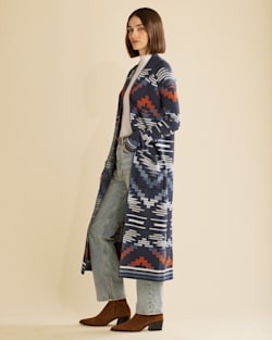 ALTERNATE VIEW OF WOMEN'S PACIFIC GRAPHIC DUSTER SWEATER IN DARK INDIGO MULTI image number 2