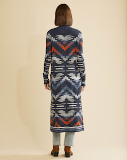 ALTERNATE VIEW OF WOMEN'S PACIFIC GRAPHIC DUSTER SWEATER IN DARK INDIGO MULTI image number 3