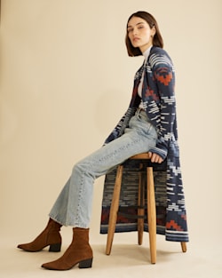 ALTERNATE VIEW OF WOMEN'S PACIFIC GRAPHIC DUSTER SWEATER IN DARK INDIGO MULTI image number 5