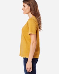ALTERNATE VIEW OF WOMEN'S DESCHUTES EMBROIDERED TEE IN MUSTARD image number 2