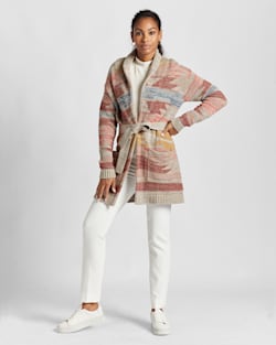 WOMEN'S MONTEREY BELTED COTTON CARDIGAN IN TAUPE MULTI image number 1