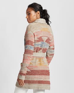 ALTERNATE VIEW OF WOMEN'S MONTEREY BELTED COTTON CARDIGAN IN TAUPE MULTI image number 3