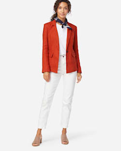 ALTERNATE VIEW OF WOMEN'S CLASSIC LINEN BLAZER IN RED OCHRE image number 4