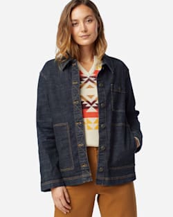 WOMEN'S EMBROIDERED DENIM JACKET IN DARK BLUE image number 1