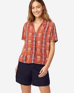 WOMEN'S SHORT-SLEEVE PATTERNED SHIRT IN RED OCHRE image number 1