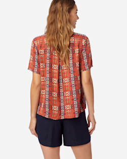 ALTERNATE VIEW OF WOMEN'S SHORT-SLEEVE PATTERNED SHIRT IN RED OCHRE image number 3