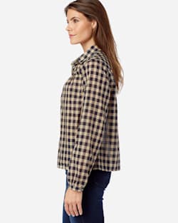 WOMEN' S AIRY COTTON SHIRT IN NAVY/TAN CHECK image number 2